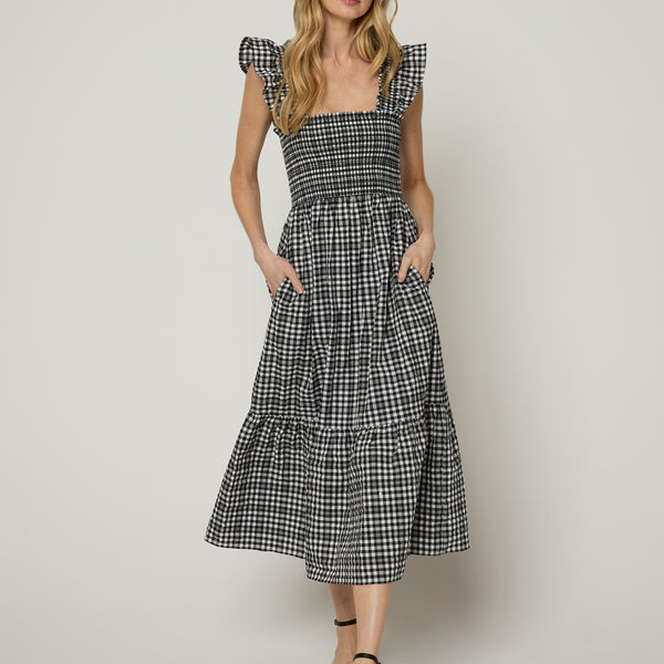 The Flounce Smocked Midi Dress