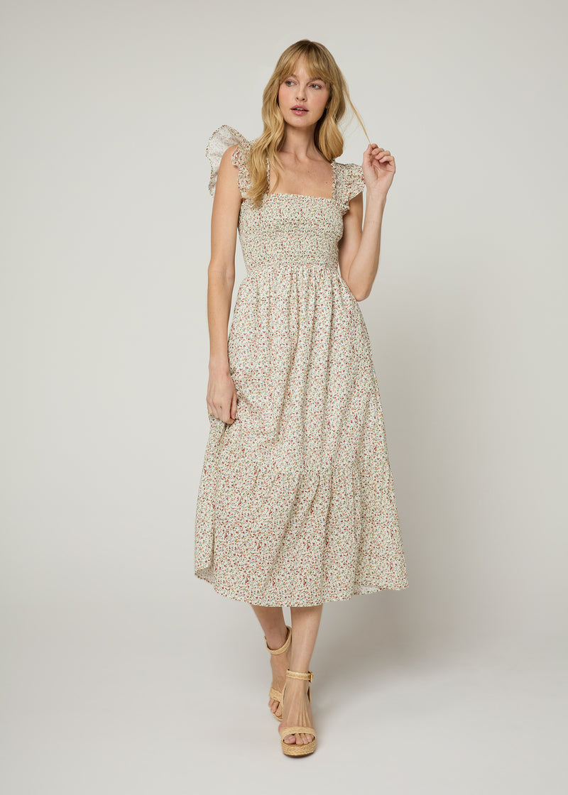 The Flounce Smocked Midi Dress The Standard Stitch The Flounce Smocked Midi Dress The Standard Stitch