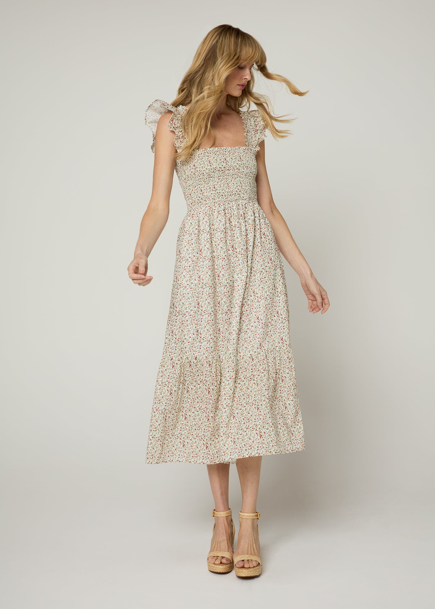 midi flounce dress The Flounce Smocked Midi Dress – The Standard Stitch
