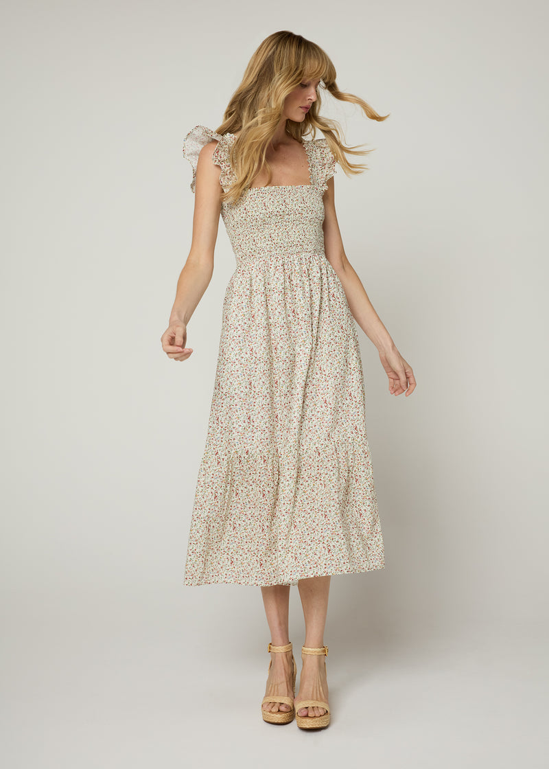 The Flounce Smocked Midi Dress The Standard Stitch The Flounce Smocked Midi Dress The Standard Stitch