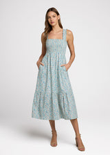 The Smocked Ruffle Tank Midi Dress