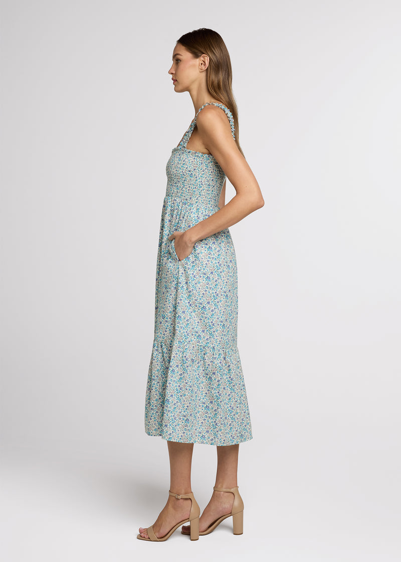 The Smocked Ruffle Tank Midi Dress