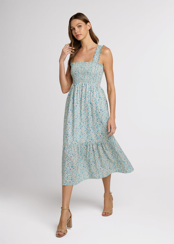 The Smocked Ruffle Tank Midi Dress