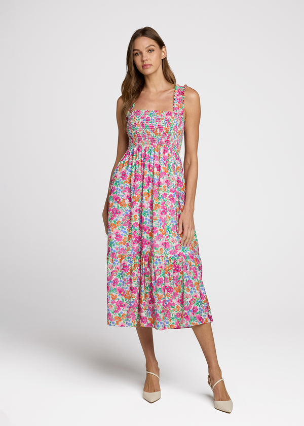 The Smocked Ruffle Tank Midi Dress