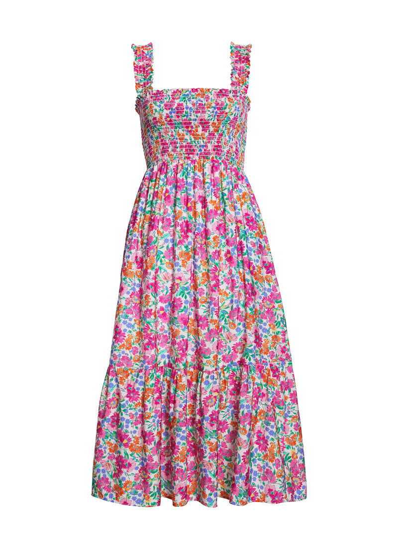 The Smocked Ruffle Tank Midi Dress