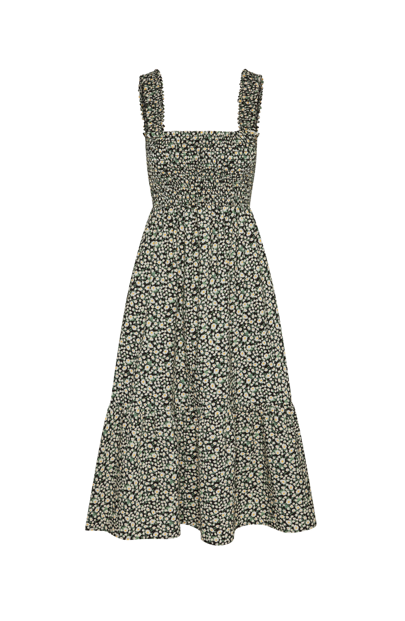 The Smocked Ruffle Tank Midi Dress