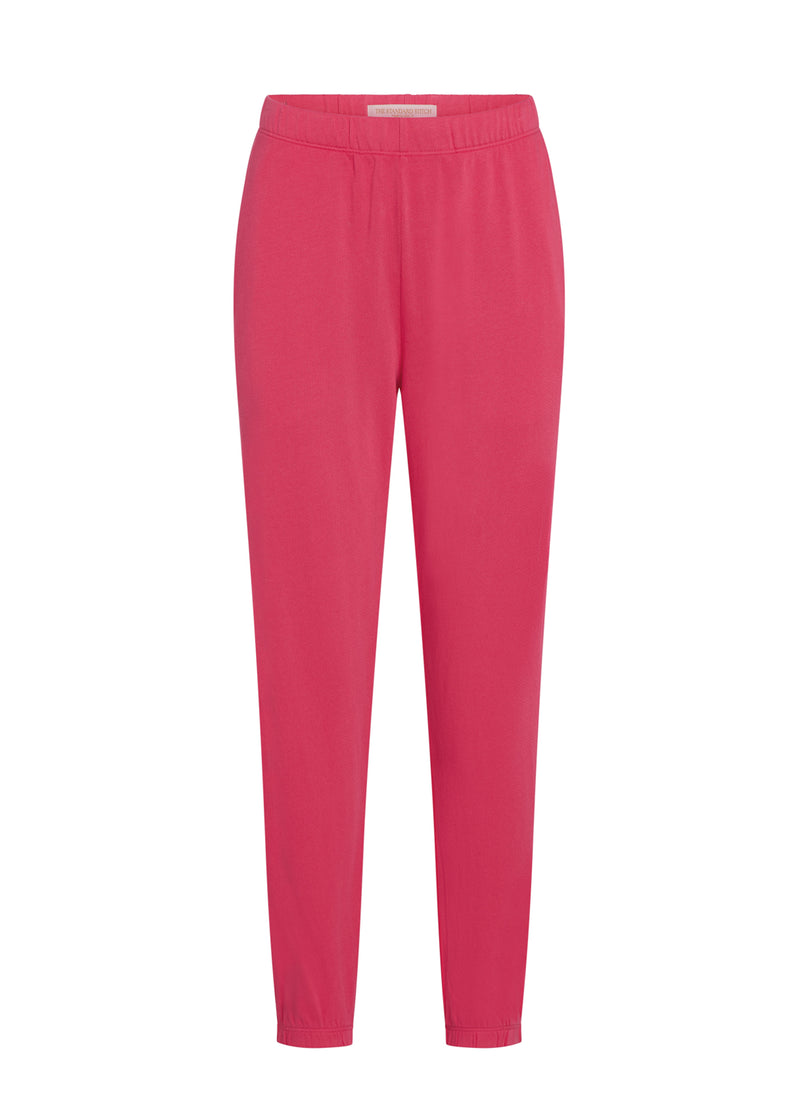 Women's pink sweatpant on a mannequin. Front.